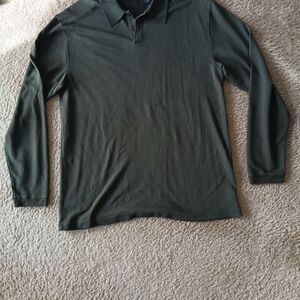 Claiborne Forest Green Long Sleeve Polo